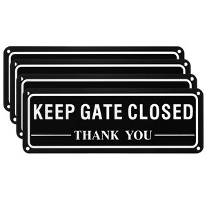 Unique Bargains Home Aluminum Reflective Fade Resistant Keep Gate Closed Thank You Sign 4 Pcs - 1 of 4