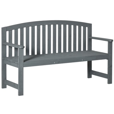 Outsunny 56" Outdoor Wood Bench, 2-Seater Wooden Garden Bench with Slatted Seat, Backrest & Arm Rests for Patio, Porch, Poolside, Balcony