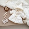 MyKids-Usa Arrival Baby Kids Girls Solid Color Single Breasted Hooded Thick Fleece-inside Coat - 2 of 4