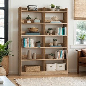 Hommoo 71" Double-Wide Six-Tier Bookcase – Open-Shelf Display Rack - 1 of 4