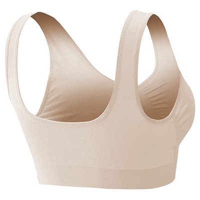 NPolar"3-Pack Seamless Wire-Free Sports Bras for Women - Light Support Tank Tops for Workout & Yoga"Light Pink Light Blue&Nude