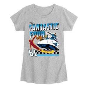 Girls' - Marvel - Fantastic Four Retro Racing Flying Car Fitted Short Sleeve Graphic T-Shirt - 1 of 3