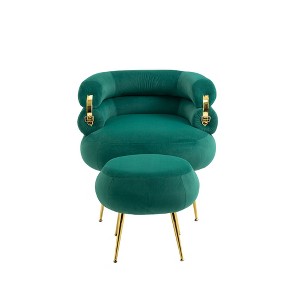 NicBex Velvet Accent Chair with Ottoman Modern Upholstered Armchair with Metal Legs for Living Room - 1 of 4