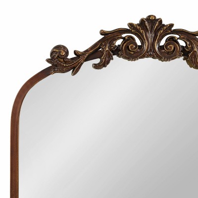 Arendahl Bronze Arch Mirror with Ornate Shelf, 21 x 32