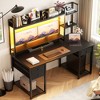 Aheaplus 47-55 inch Computer Desk with with 3 Drawers and Storage Shelves - 2 of 4
