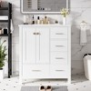 Okak Freestanding 30" Bathroom Vanities with 1 Door & 4 Drawers  Vanity with Ceramic Sink Solid Wood Bathroom Cabinet with Sink Combo - 3 of 4