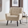 CAVINAS Modern Ergonomics Accent Chair, Soft Linen Material Living Room Chair with Black Legs and Backrest - 3 of 4