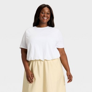 Women's Cropped Bubble T-Shirt - A New Day™ - 1 of 3