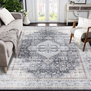 COZONY  Low Pile Area Rug, Non-Slip Vintage Distressed Throw Rug, Ultra Soft Indoor Floor Cover for Bedroom and Dining Room - 1 of 4