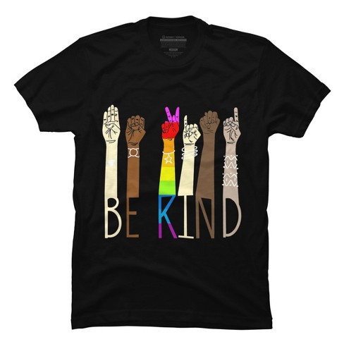 Adult Design By Humans Pride Be Kind Sign Language By Avocato T-Shirt - image 1 of 2