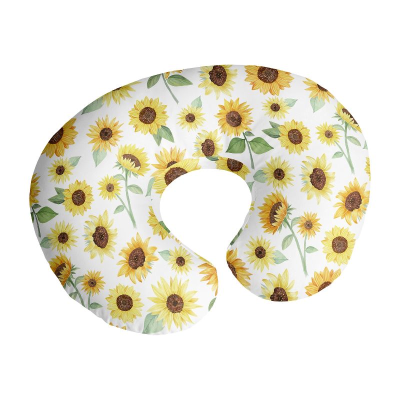 Sweet Jojo Designs Girl Support Nursing Pillow Cover (Pillow Not Included) Sunflower Yellow Green and White, 1 of 6