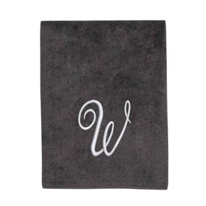 Avanti  Granite with Silver Script Monogram Bath Towel Letter   W - 1 of 3
