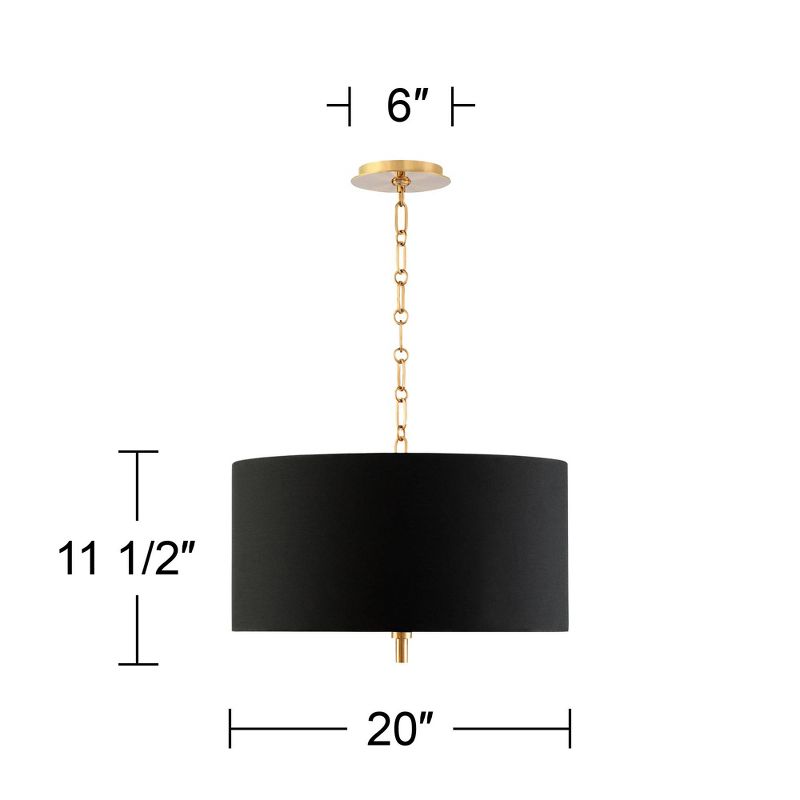 Possini Euro Design Warm Gold Pendant Chandelier 20" Wide Modern Black Fabric Drum Shade 4-Light Fixture for Dining Room Living House Kitchen Island, 4 of 9