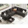Belffin Modular Velvet Tufted L Shaped Sofa Couch with Storage Ottoman 7-Seater - 2 of 4