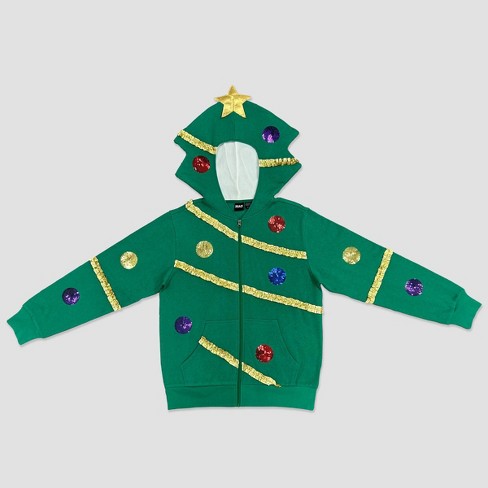 Christmas tree zip up hoodie on sale