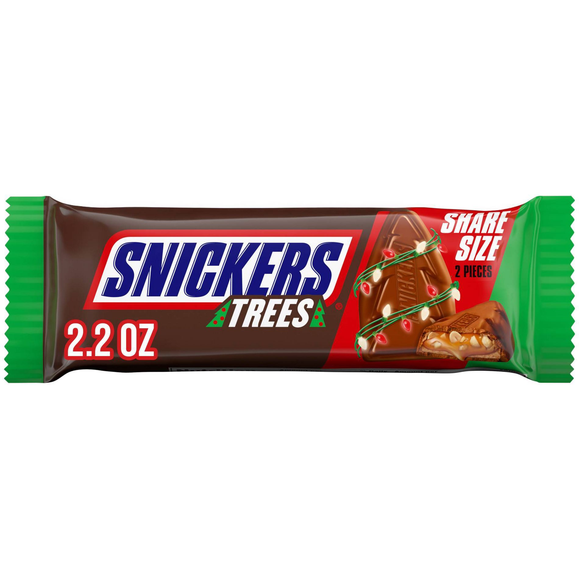 Snickers Christmas Trees Chocolate Candy Bars Share Size - 2.2oz