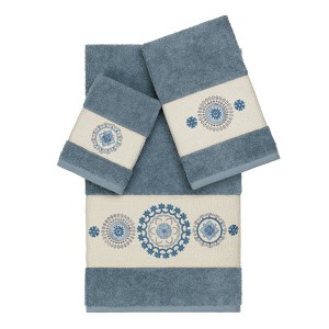 Linum Home Textiles 100% Turkish Cotton ISABELLE Embellished Towel Set - 1 of 4