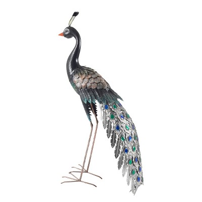 Handcrafted Metallic 37-inch Outdoor Peacock Garden Statue