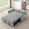 TiramisuBest 52" Black Velvet 3-in-1 Sofa Bed, Modern Convertible Futon with Adjustable Back & Pillow for Bedroom - 2 of 4