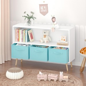 CAVINAS Kids Display Stand Bookshelf Toy Storage Organizer with Collapsible Fabric Drawers for Children's Room Bedroom Playroom - 1 of 4