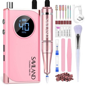 SAVILAND 40,000RPM Electric Nail Drill Kit: 13 Professional Bits for Manicure/Pedicure-Salon Pink - 1 of 4