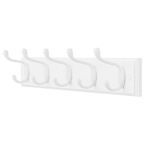 SONGMICS Wall-Mounted Coat Rack, Hook Rack, 5 Dual Metal Hooks, for Coats, Bags, Keys, in The Entryway, Bedroom, Living Room, White ULHR235W01 - 1 of 4