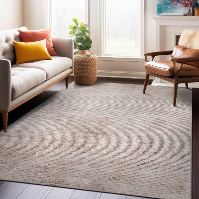Beige Stripe Synthetic Flat Woven 10' x 14' Area Rug