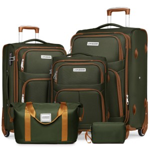 5 Piece Softside Luggage Set with TSA Lock and Spinner Wheels, Lightweight Expandable Suitcases for Family Travel – Cuddlewood - 1 of 4