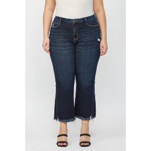 Women's Curvy High Rise Crop Flare Jeans - mica denim - 1 of 4