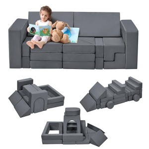 22-Piece Modular Kids Play Couch – Convertible Nugget Floor Sofa for Children, Toddler Play Foam Couch for Playroom & Bedroom, Grey - 1 of 4