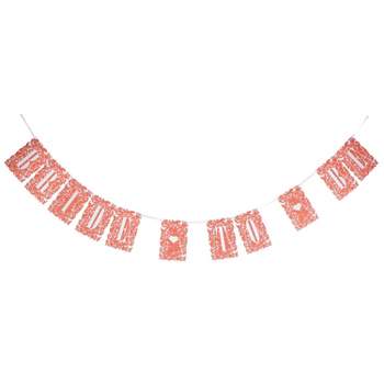 Hortense B. Hewitt HBH 60" x 4" "Bride-to-Be" Banner With Floral Accents Coral/White 31708ST