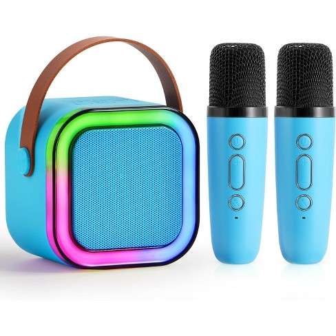 Mini Karaoke Machine with 2 Wireless Microphones for Kids and Adults, Bluetooth Speaker Toys, Christmas Girls Gift for Ages 3+ Years Old, Blue - image 1 of 4