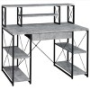 Vynxaria Grey & Black Office Desk Open Shelves Modern Two-Tone Design for Productive Workspaces - 3 of 4