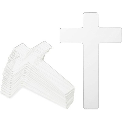 Okuna Outpost 12 Pack Clear Acrylic Cross Cutouts for Crafts and Art (2.75 x 4.25 in)