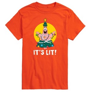 Men's - SpongeBob SquarePants - Patrick Christmas Tree It's Lit Short Sleeve Graphic T-Shirt - 1 of 4