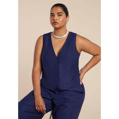 ELOQUII Women's Plus Size Pinstripe Suit Vest