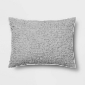 Standard Garment Washed Quilted Pillow Sham Gray - Opalhouse