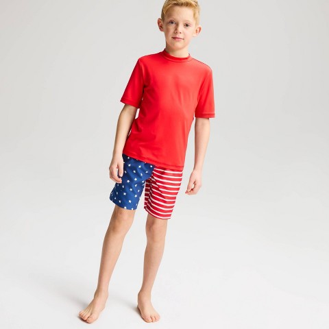 Детские купальники Cat & Jack Boys' Americana Flag Swim Trunks - Cat & Jack™ Blue/Red S