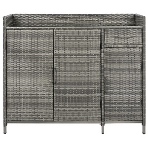 Cesicia 47.5"W Wicker Outdoor Storage Cabinet with Tempered Glass Desktop, Weather-proof ,Three Doors, Adjustable Shelf, and One Drawer - 1 of 4