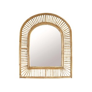 Arched Cane Wall Mirror Natural Cane & Glass by Foreside Home & Garden - 1 of 4
