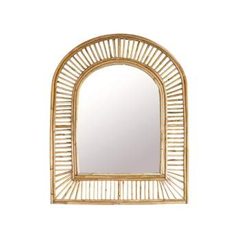 Arched Cane Wall Mirror Natural Cane & Glass by Foreside Home & Garden