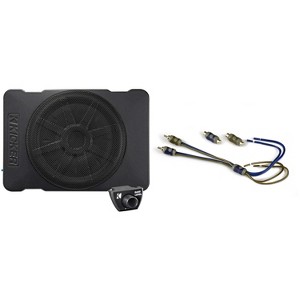 Kicker 51HS10 Hideaway Compact Powered Subwoofer, 10-Inch & 46KISL K-Series Interconnect, Speaker Wire To RCA Adapters - 1 of 4