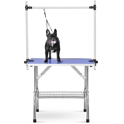 36" Blue Folding Dog Grooming Table with Stainless Steel Frame