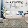 9x12 Washable Vintage Floral Rug – Low-Pile Non-Slip Boho Foldable Carpet for Living, Bedroom, Dining, Home Office, Moss Green - 3 of 4