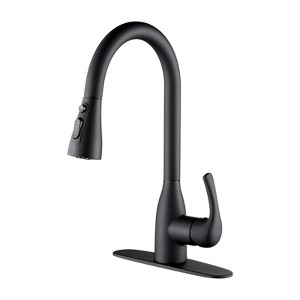 High Arc Kitchen Faucet with Pull Down Sprayer 3 Spout Patterns with Pedestal for 1 to 3-Hole Installation - 1 of 4