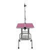 APRILSOUL 36" /42"/46"Folding Pet Grooming Table, Stainless Steel Frame with Rubber Mat, Adjustable Arm & Clamps, for Dogs & Cats,Pink - 3 of 4