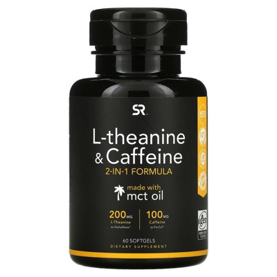 Sports Research L-Theanine & Caffeine, 2-in-1 Formula, 60 Softgels, Energy Supplements