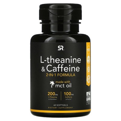 Sports Research L-Theanine & Caffeine, 2-in-1 Formula, 60 Softgels, Energy Supplements