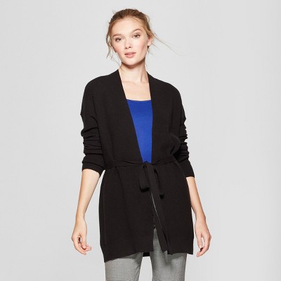 womens black open cardigan