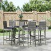 vidaXL Patio Bar Set Outdoor Table and Chair Set with Cushions Poly Rattan - Gray 43.3" Table Length 6 Piece - 2 of 4
